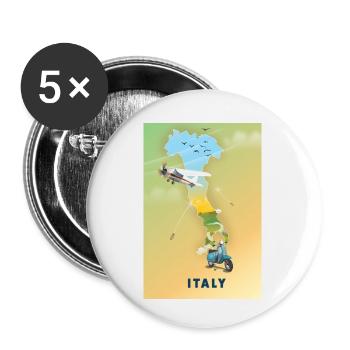 Carte de voyage Italie - Lot de 5 petits badges (25 mm) - blanc - Devant
