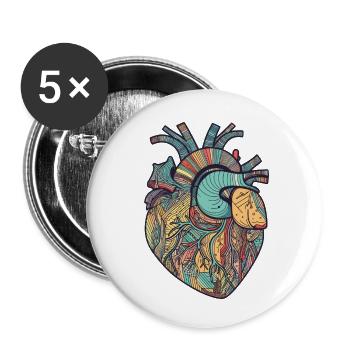 Anatomy of the heart - Buttons small 1''/25 mm (5-pack) - white - Front