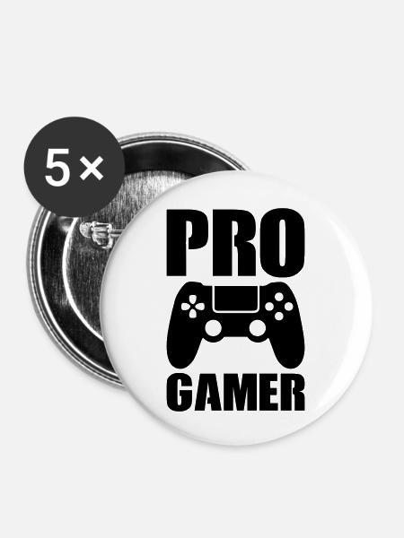 pro gamer - Buttons klein 25 mm (5er Pack) - Weiß