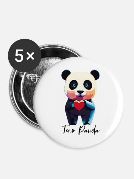 PANDA - Buttons klein 25 mm (5er Pack) - Weiß