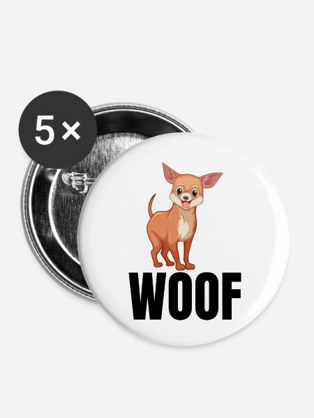 Hund Dog - Buttons klein 25 mm (5er Pack) - Weiß