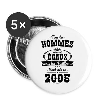 Anniversaire 18 ans - Meilleurs sont nés en 2005 - Lot de 5 petits badges (25 mm) - blanc - Devant