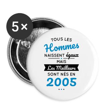 Anniversaire 18 ans - Meilleurs sont nés en 2005 - Lot de 5 petits badges (25 mm) - blanc - Devant