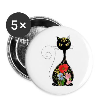 Katze - Buttons klein 25 mm (5er Pack) - Weiß - Vorne