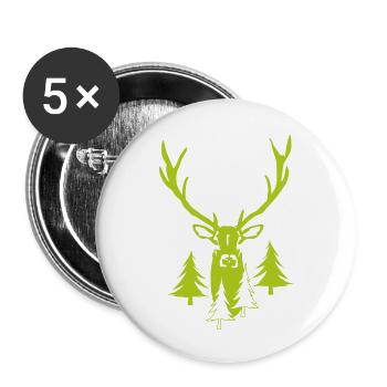 Edler Hirsch Wald - Hirsch mit Geweih - Buttons klein 25 mm (5er Pack) - Weiß - Vorne