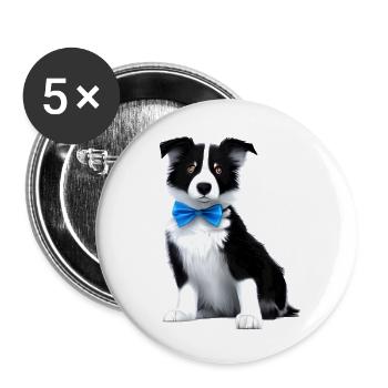 Propriétaires de chiens Border Collie Chiens Amoureux des chiens - Lot de 5 petits badges (25 mm) - blanc - Devant