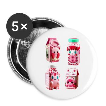 kawaii strawberry milk carton tasty - Buttons small 1''/25 mm (5-pack) - white - Front