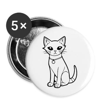 Cat Cat Kitten Cat Lady - Buttons small 1''/25 mm (5-pack) - white - Front