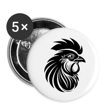 Chicken Chicken House Poultry Rooster Farm - Buttons small 1''/25 mm (5-pack) - white - Front