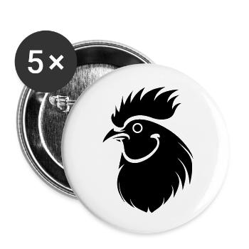 Chicken Chicken House Poultry Rooster Farm - Buttons small 1''/25 mm (5-pack) - white - Front