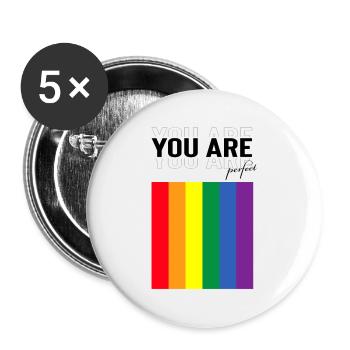 LGBTQ Du bist perfekt Design - Buttons klein 25 mm (5er Pack) - Weiß - Vorne