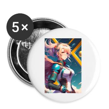 Bild Anime Mädchen - Buttons klein 25 mm (5er Pack) - Weiß - Vorne