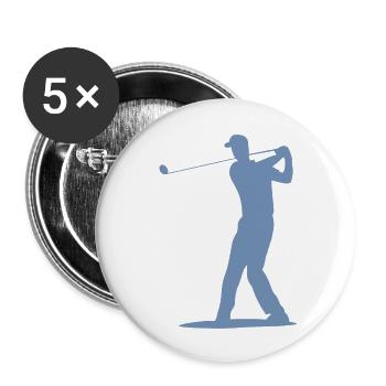 Golfer Abschlag Silhouette - Herren Design - Buttons klein 25 mm (5er Pack) - Weiß - Vorne