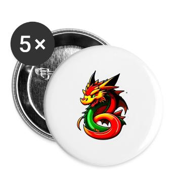 Dragon - Lot de 5 petits badges (25 mm) - blanc - Devant