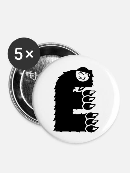 Monster Buchstabe E - Buttons klein 25 mm (5er Pack) - Weiß