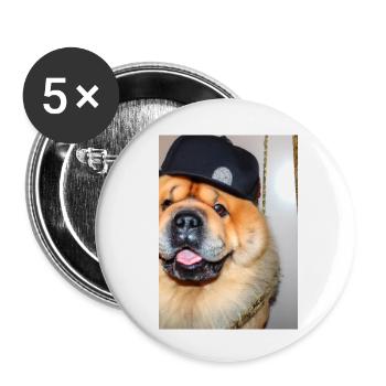 Cooler Hund mit Mütze - Buttons klein 25 mm (5er Pack) - Weiß - Vorne