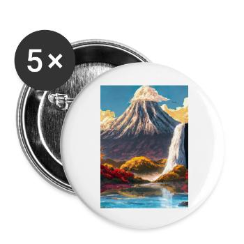 Japan Tower Wasserfall Gemälde - Buttons klein 25 mm (5er Pack) - Weiß - Vorne