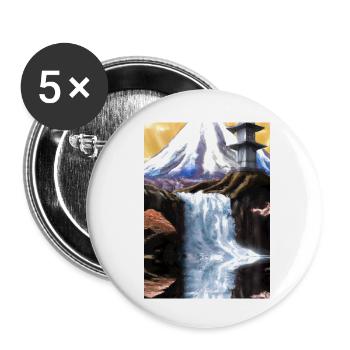 Japan Tower Wasserfall Gemälde - Buttons klein 25 mm (5er Pack) - Weiß - Vorne