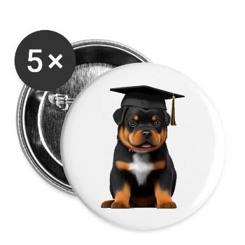 Études Chiens Bachelor Rottweiler Diplôme de l’Ecole - Lot de 5 petits badges (25 mm) - blanc - Devant