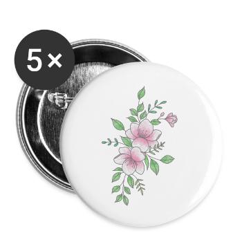 Weiße rosa Blume - Buttons klein 25 mm (5er Pack) - Weiß - Vorne