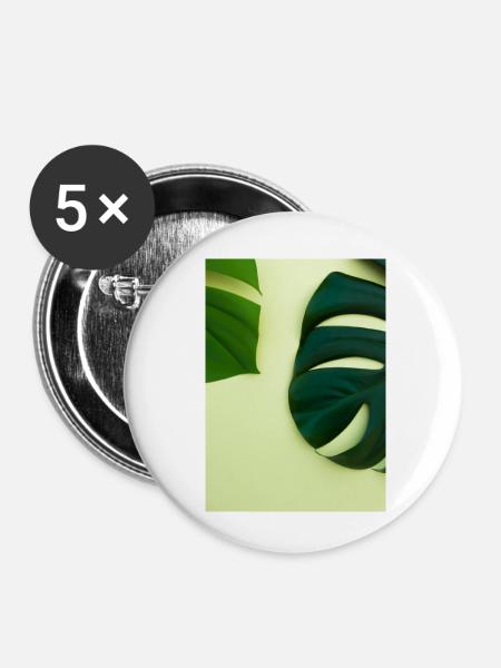 Monstera-Blätter - Buttons klein 25 mm (5er Pack) - Weiß