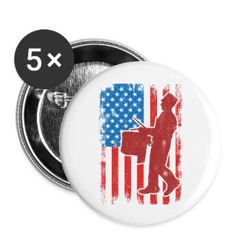Drum 4th of July USA - Buttons small 1''/25 mm (5-pack) - white - Front