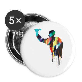 Fléchettes,Graffiti,Peinture,Joueur de fléchettes - Lot de 5 petits badges (25 mm) - blanc - Devant