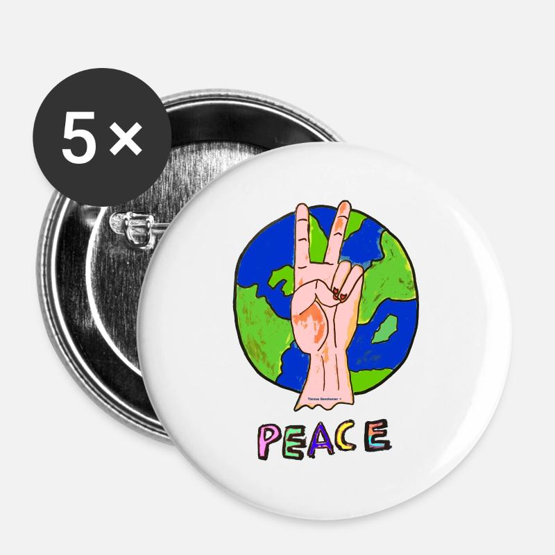 Peace TG - Buttons klein 25 mm (5er Pack) - Weiß