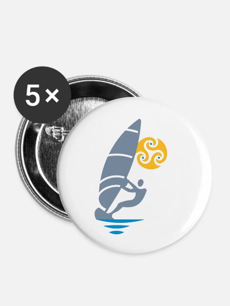 Tribal windsurfing - Buttons klein 25 mm (5er Pack) - Weiß