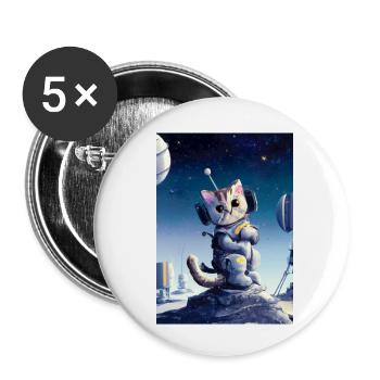 Astronautenkatze - Buttons klein 25 mm (5er Pack) - Weiß - Vorne