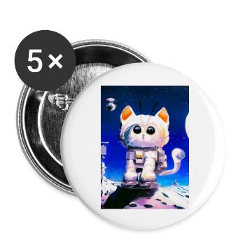 Astronautenkatze - Buttons klein 25 mm (5er Pack) - Weiß - Vorne