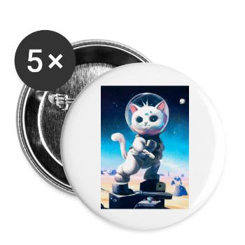 Astronautenkatze - Buttons klein 25 mm (5er Pack) - Weiß - Vorne