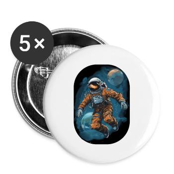 Space Man - Buttons small 1''/25 mm (5-pack) - white - Front