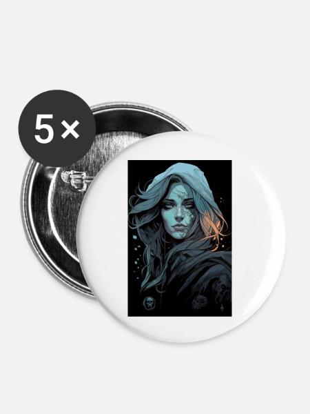 Dunkler Stil - Buttons klein 25 mm (5er Pack) - Weiß