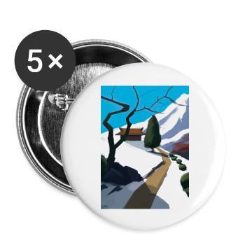 Pfad zu einem Berg - Buttons klein 25 mm (5er Pack) - Weiß - Vorne