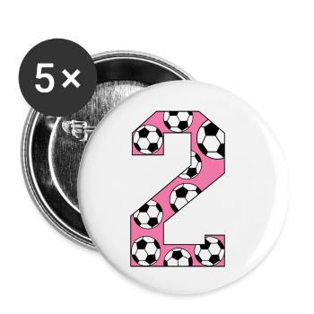 2 anniversaire Football Rose - Lot de 5 petits badges (25 mm) - blanc - Devant