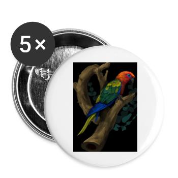 Papagei auf einem Baum - Buttons klein 25 mm (5er Pack) - Weiß - Vorne
