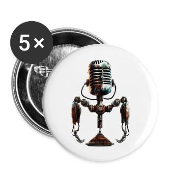 microphone old school - Buttons klein 25 mm (5er Pack) - Weiß - Vorne