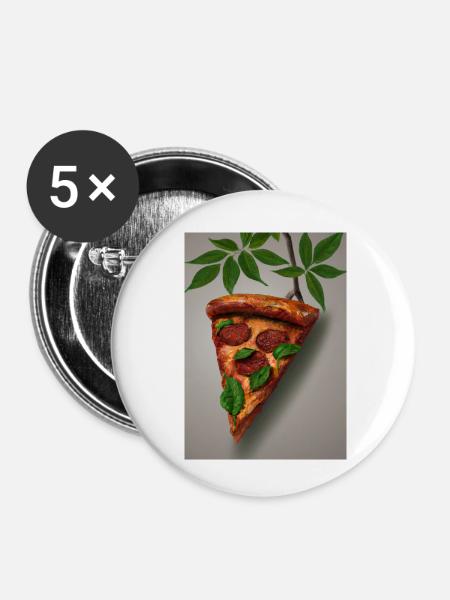 Wachsende Pizza - Buttons klein 25 mm (5er Pack) - Weiß