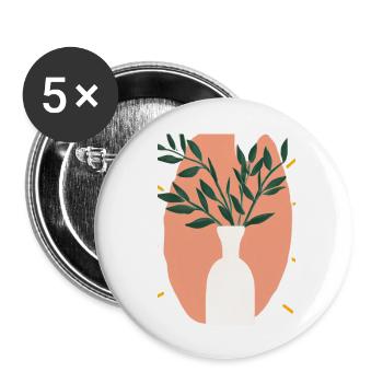 Florale Blumenformen - Buttons klein 25 mm (5er Pack) - Weiß - Vorne