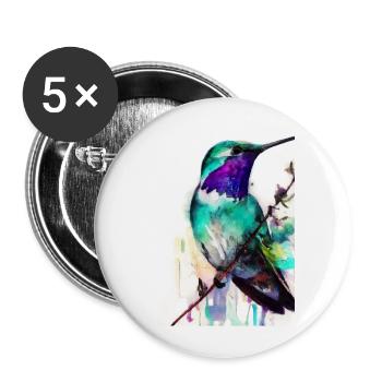 Bunter Vogel - Buttons klein 25 mm (5er Pack) - Weiß - Vorne