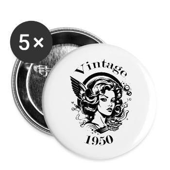 Vintage 1950 - Buttons klein 25 mm (5er Pack) - Weiß - Vorne