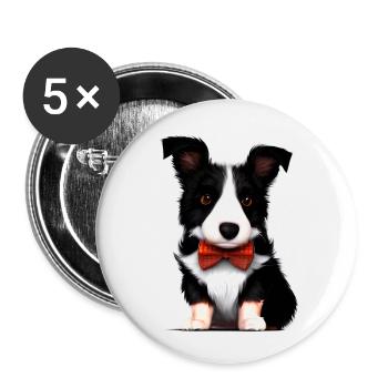 Propriétaires de chiens Border Collie Chiens Amoureux des chiens - Lot de 5 petits badges (25 mm) - blanc - Devant