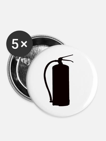 Feuerlöscher Design - Buttons klein 25 mm (5er Pack) - Weiß
