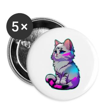 cute little gray cat - Buttons small 1''/25 mm (5-pack) - white - Front