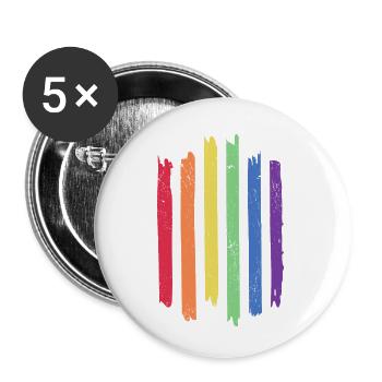Regenbogenfarben - Buttons klein 25 mm (5er Pack) - Weiß - Vorne