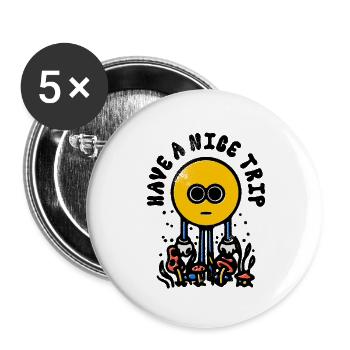 Bon voyage | Psychédélique | Champignons magiques - Lot de 5 petits badges (25 mm) - blanc - Devant