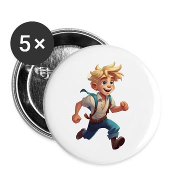 Abenteuer Alex T-Shirt oder Reisetasche - Buttons klein 25 mm (5er Pack) - Weiß - Vorne