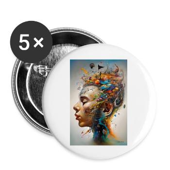 Amoureux de la musique - Lot de 5 petits badges (25 mm) - blanc - Devant
