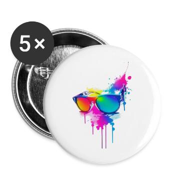 Lunettes de soleil - Lot de 5 petits badges (25 mm) - blanc - Devant